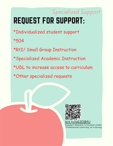Specialized Support Request Flyer with red apple